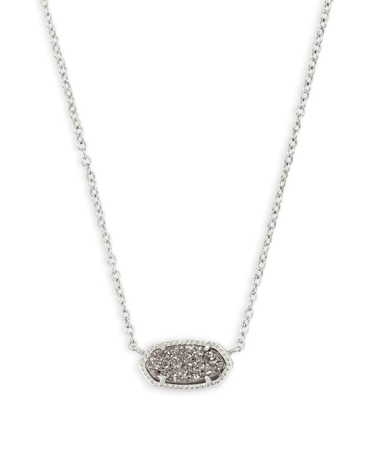 Elisa Silver Platinum Drusy Necklace - She Chester