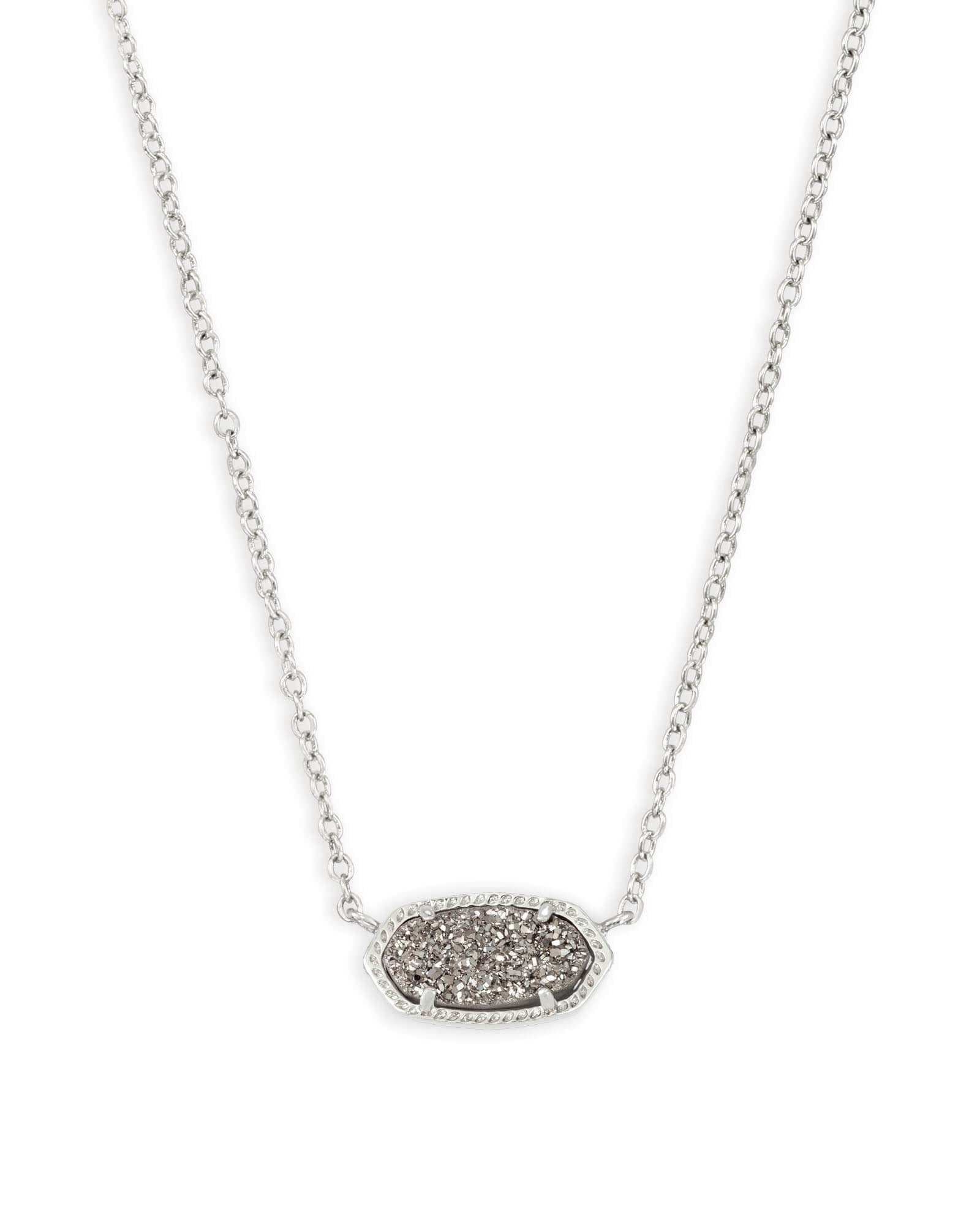 Elisa Silver Platinum Drusy Necklace - She Chester