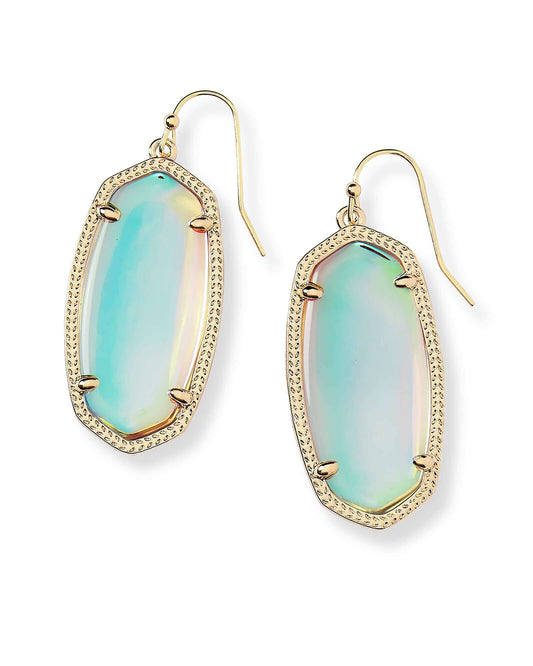 Elle Gold Drop Earrings In Dichroic Glass - She Chester