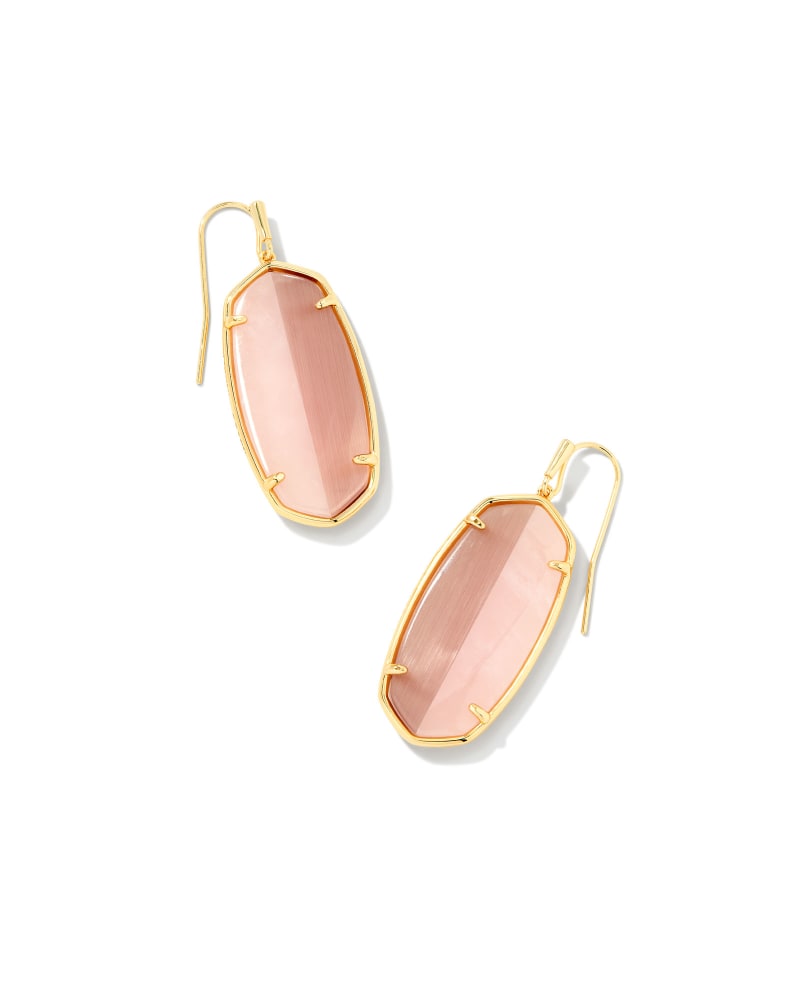 ELLE INTARSIA DROP EARRINGS GOLD PINK INTARSIA - She Chester