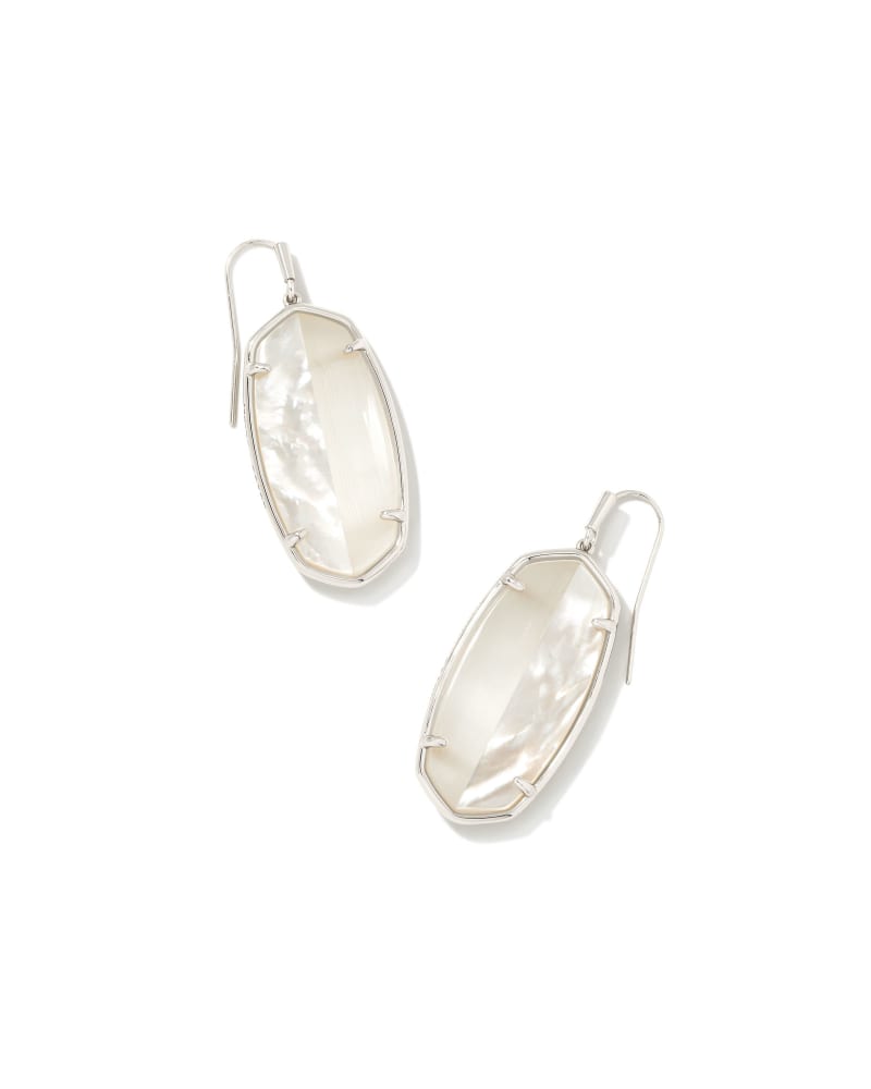 ELLE INTARSIA DROP EARRINGS RHODIUM WHITE INTARSIA - She Chester