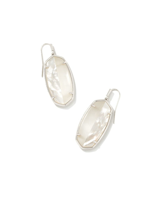ELLE INTARSIA DROP EARRINGS RHODIUM WHITE INTARSIA - She Chester