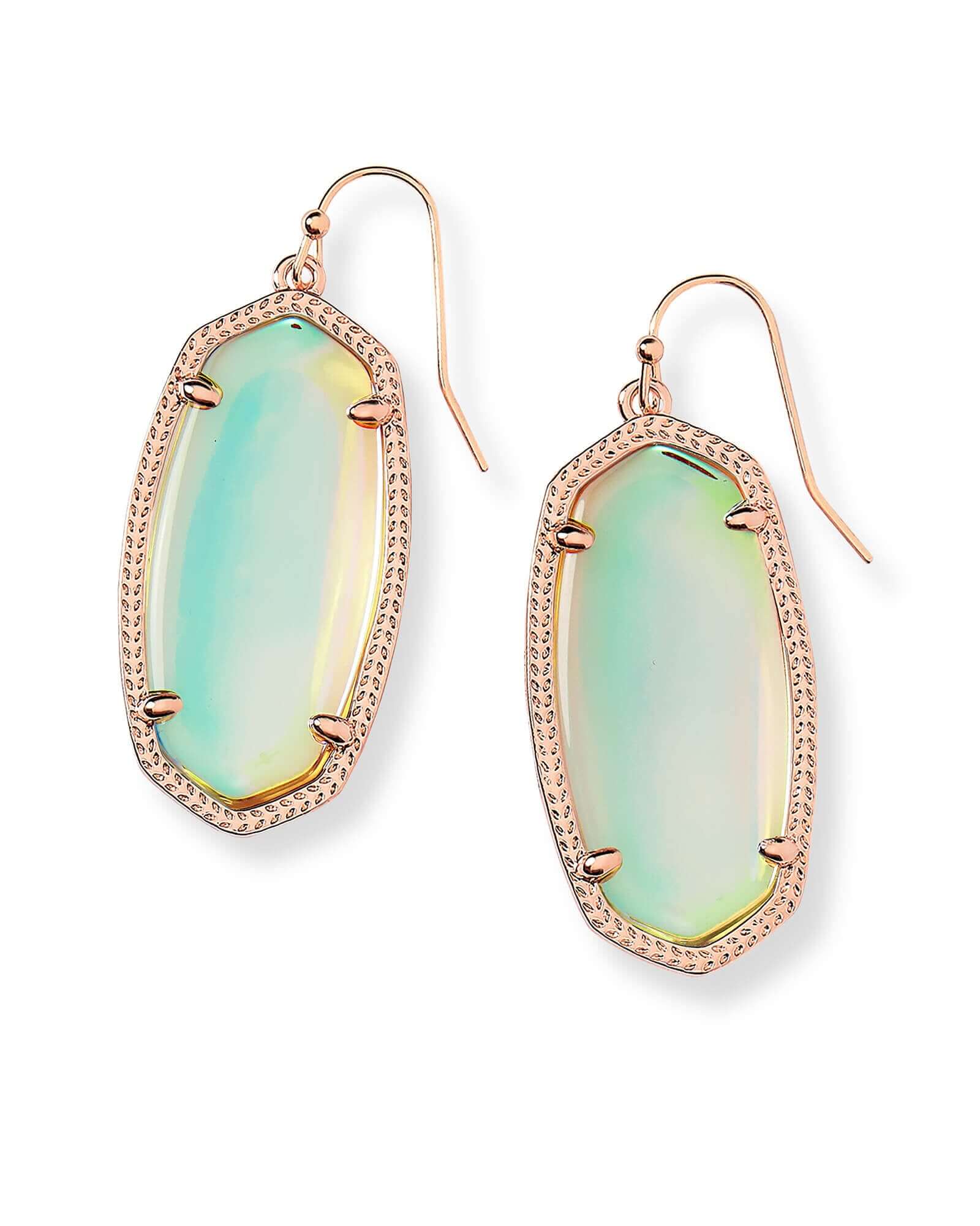 Elle Rose Gold Drop Earrings In Dichroic Glass - She Chester
