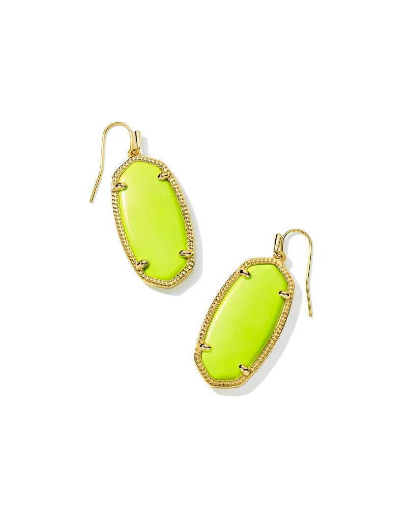 Elle Earrings Gold Neon Yellow