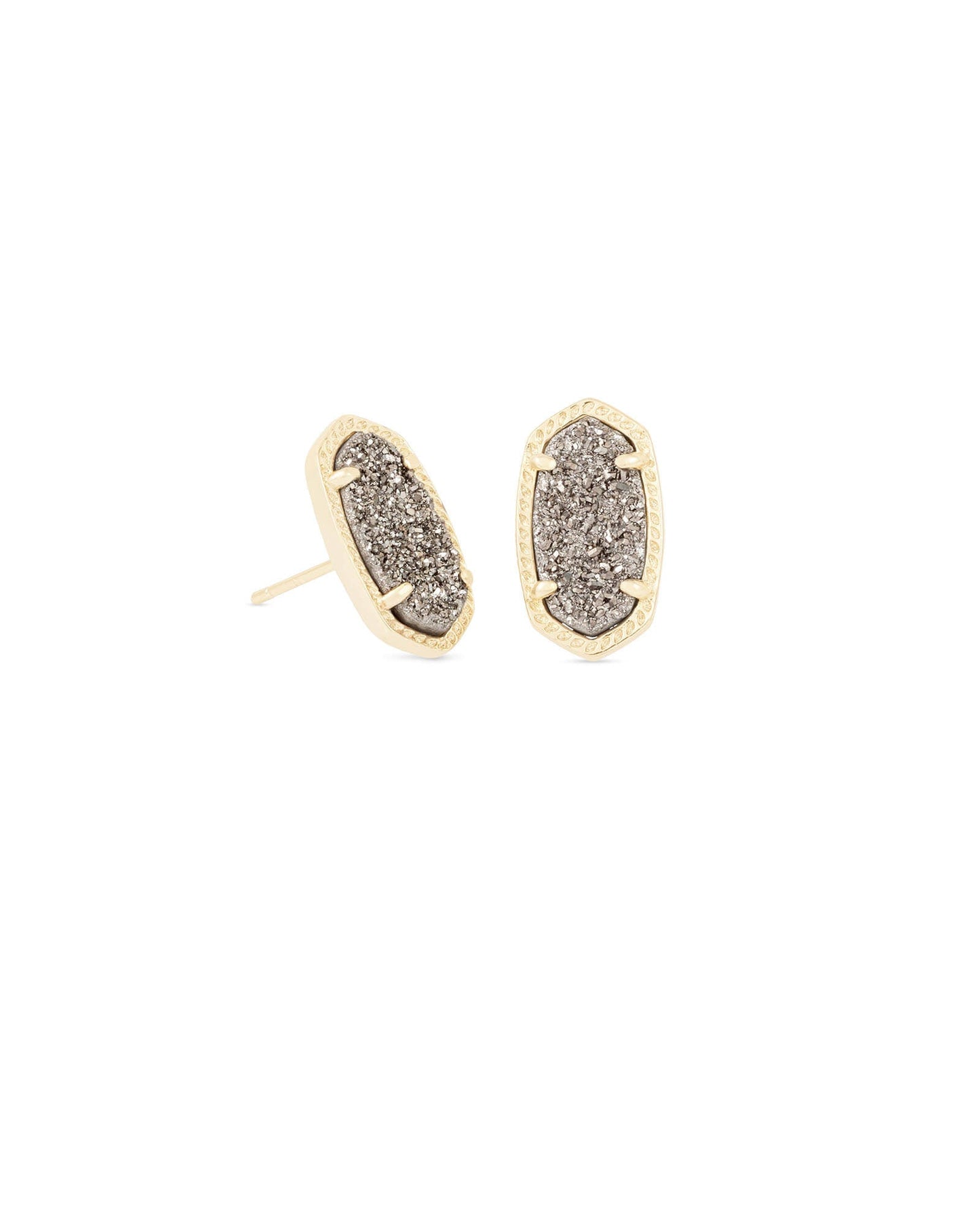 Ellie Gold Stud Earrings In Platinum Drusy - She Chester