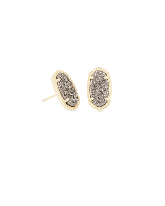 Ellie Gold Stud Earrings In Platinum Drusy - She Chester