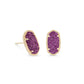 Ellie Gold Stud Earrings In Purple Drusy - She Chester