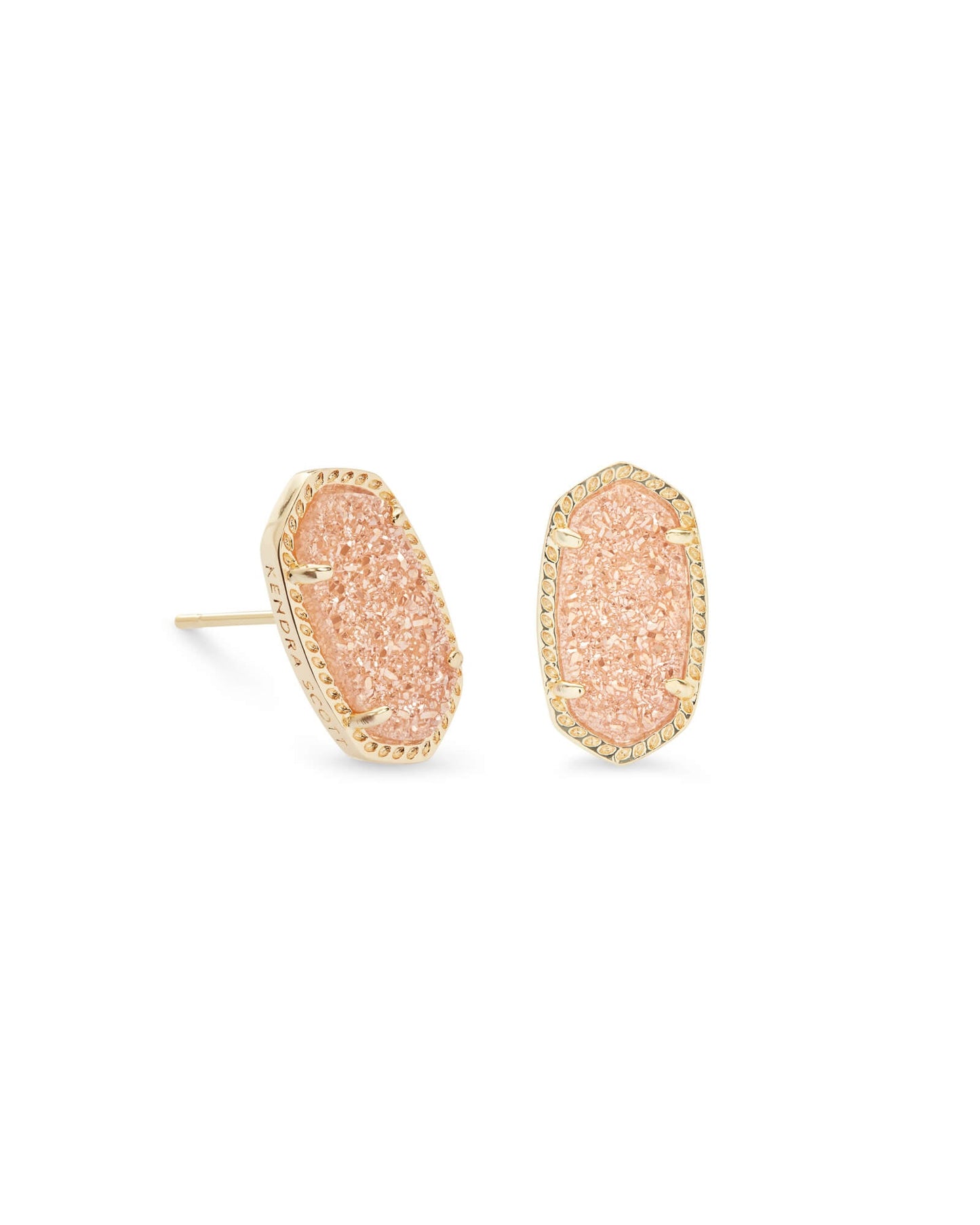 Ellie Gold Stud Earrings In Sand Drusy - She Chester