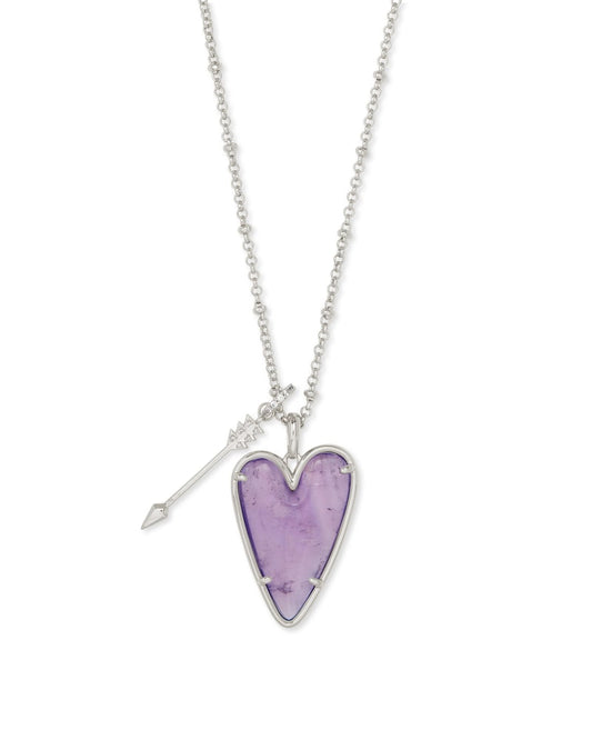 SIL/Amethyst Ansley Heart Pendant Necklace