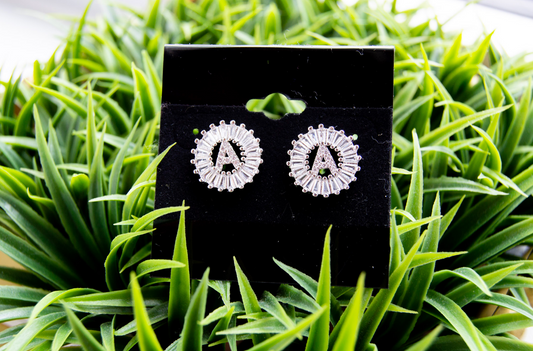 Gemelli Silver Circle Initial Earrings