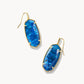 Faceted Elle Drop Earrings Gold Navy Abalone - She Chester