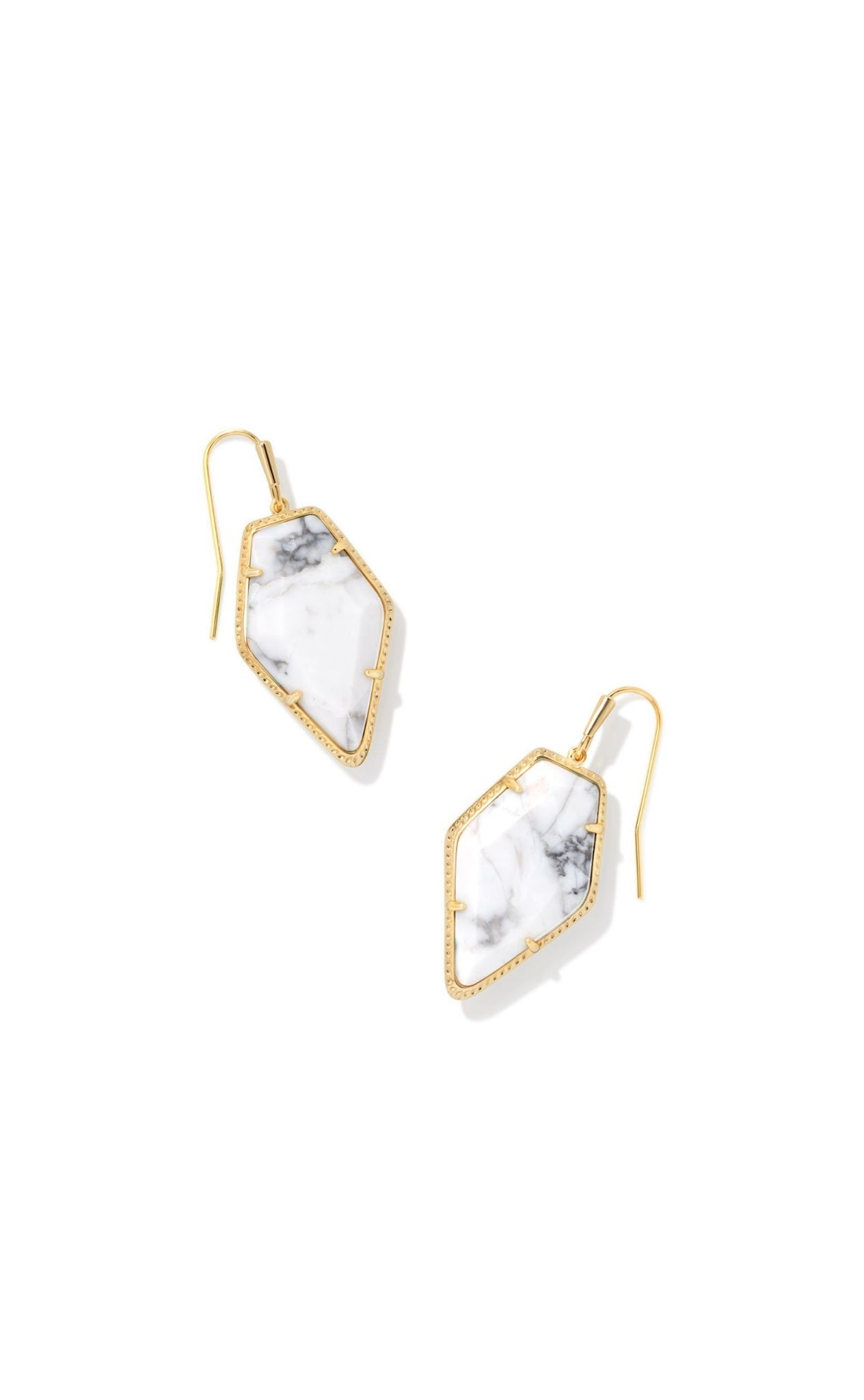 Framed Tessa Gold White Howlite Earrings - She Chester