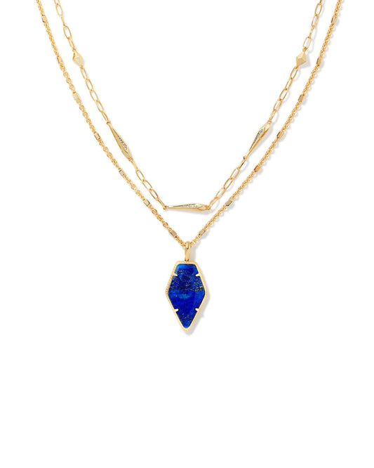 Framed Tessa Long Necklace Blue Lapis - She Chester