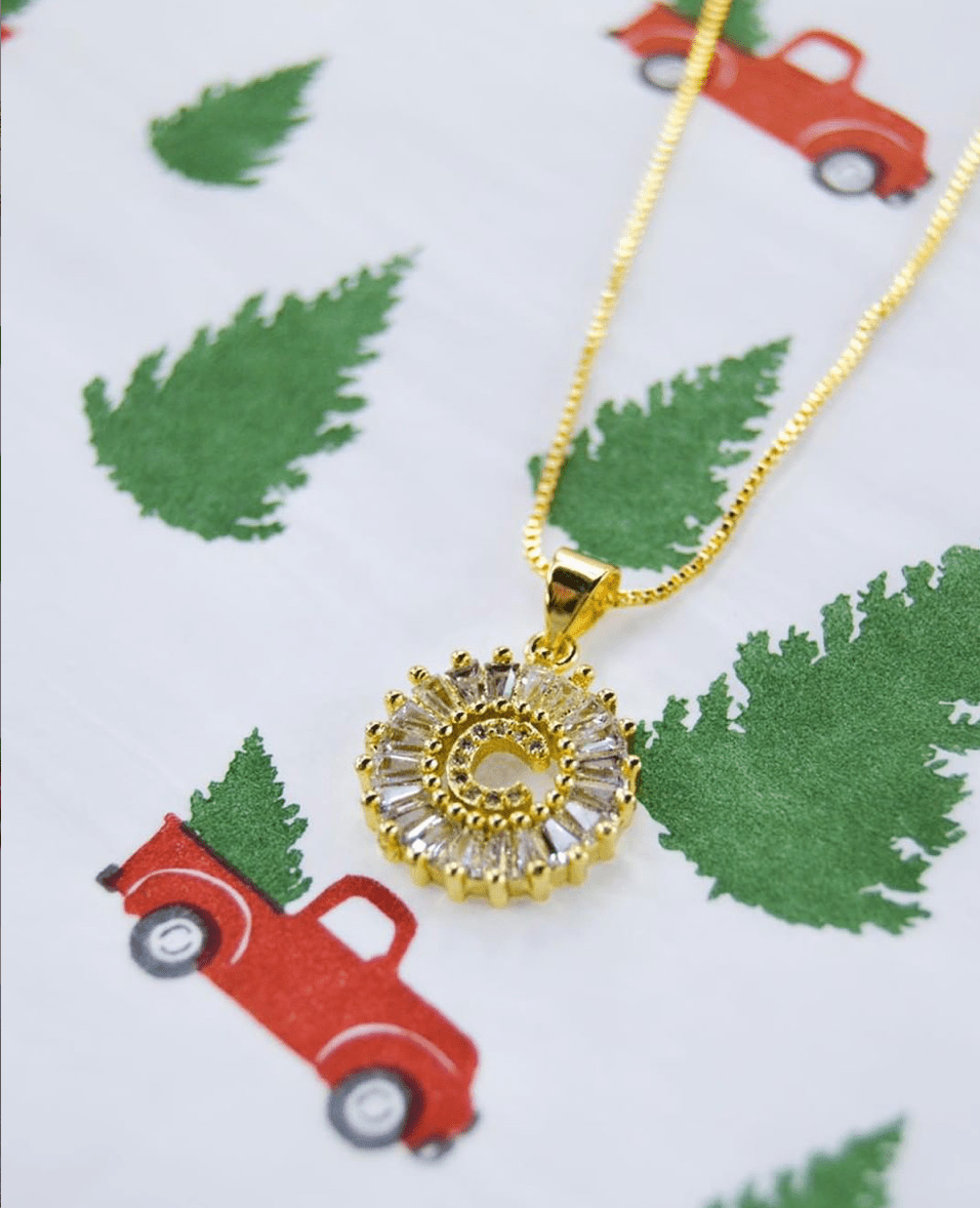 Gemelli Gold Circle Initial Necklace - She Chester