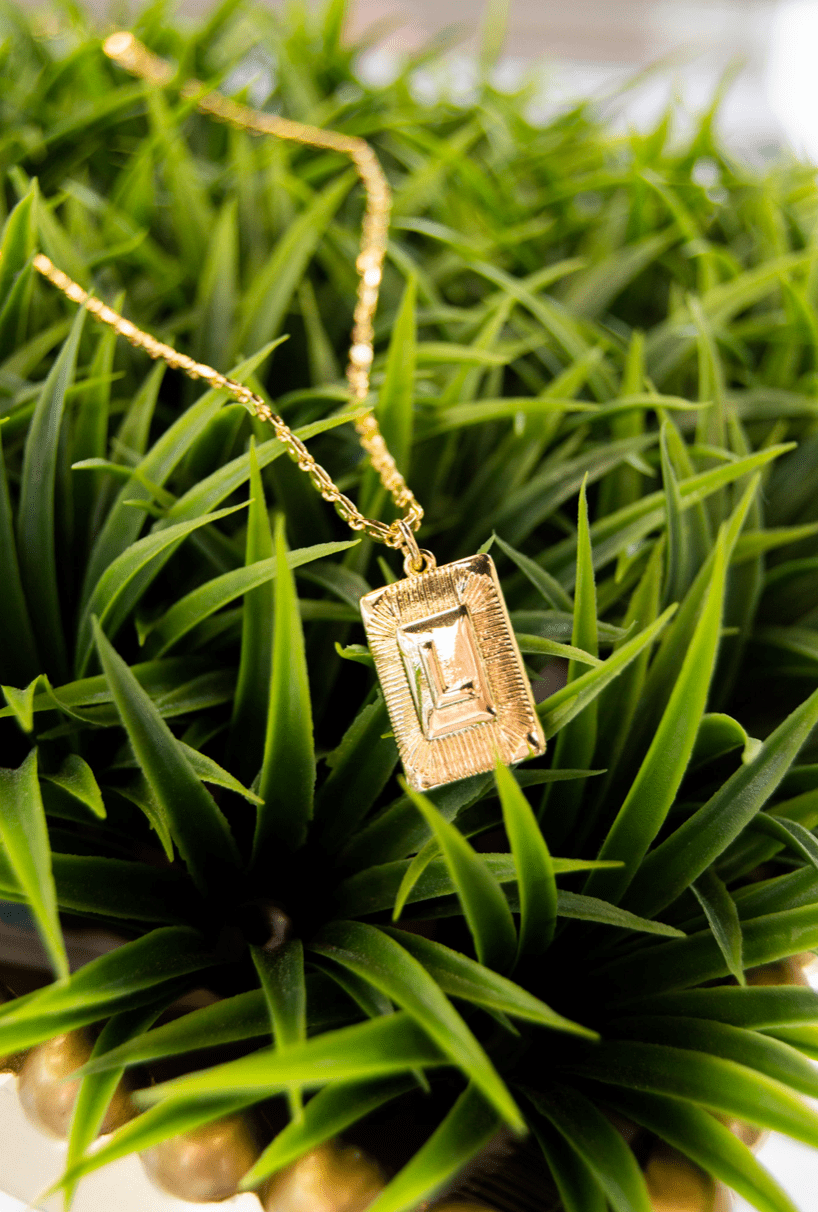 Gemelli Nora Gold Stamped Initial Necklace - She Chester