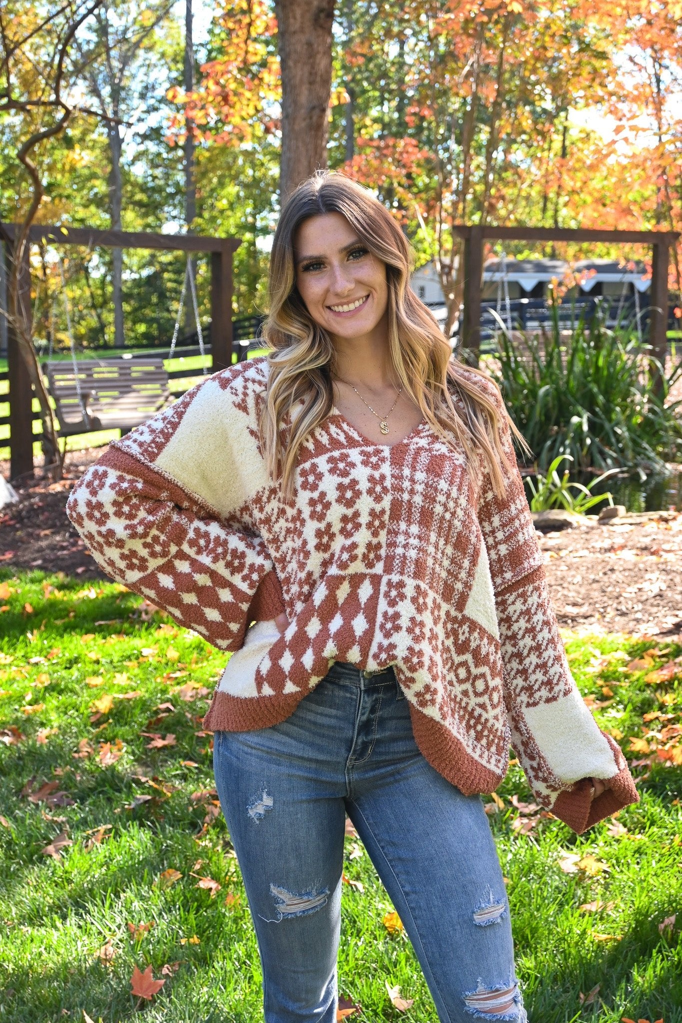 Gingerbread Multi Pattern Sweater - She Chester