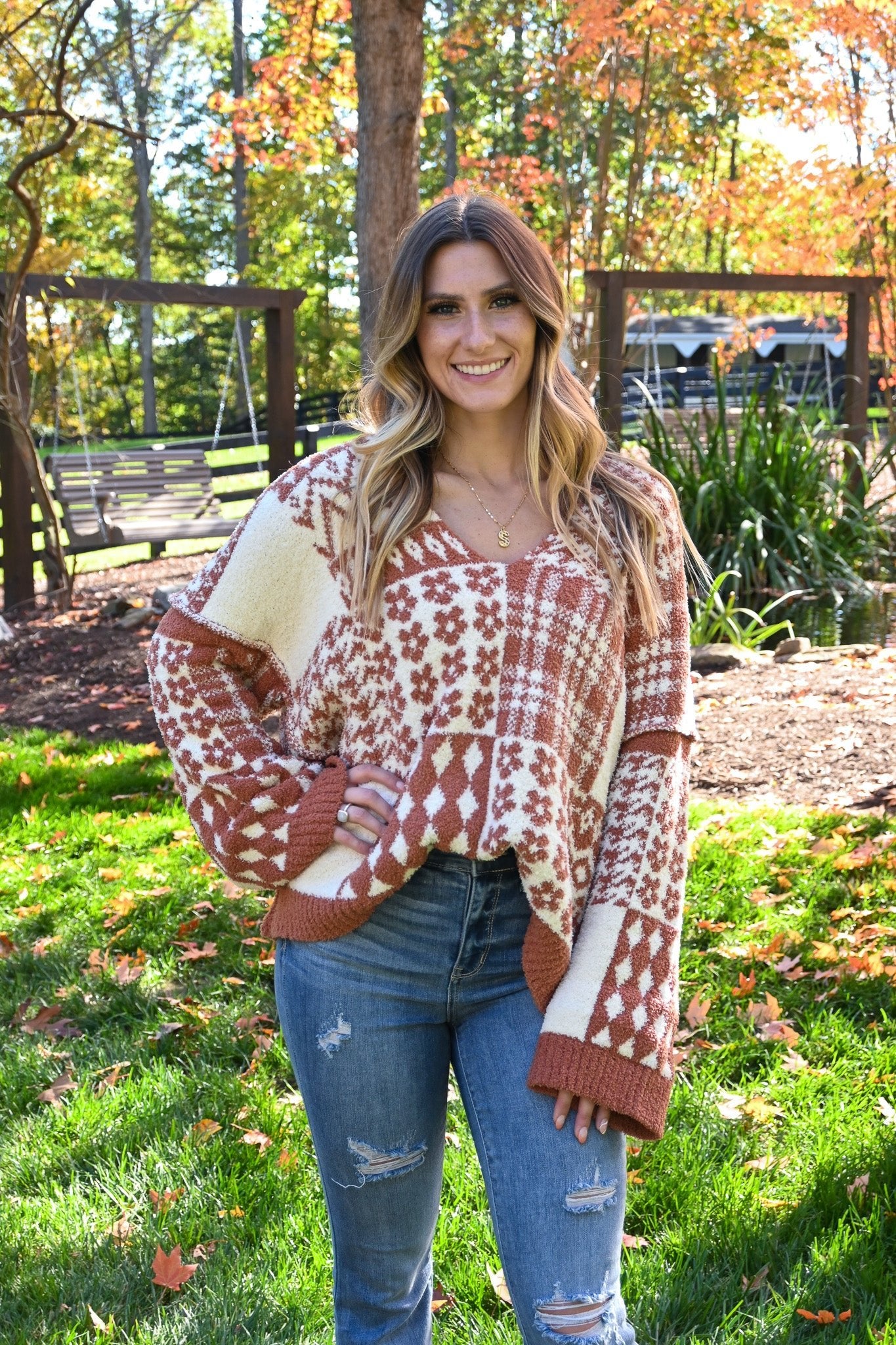 Gingerbread Multi Pattern Sweater - She Chester