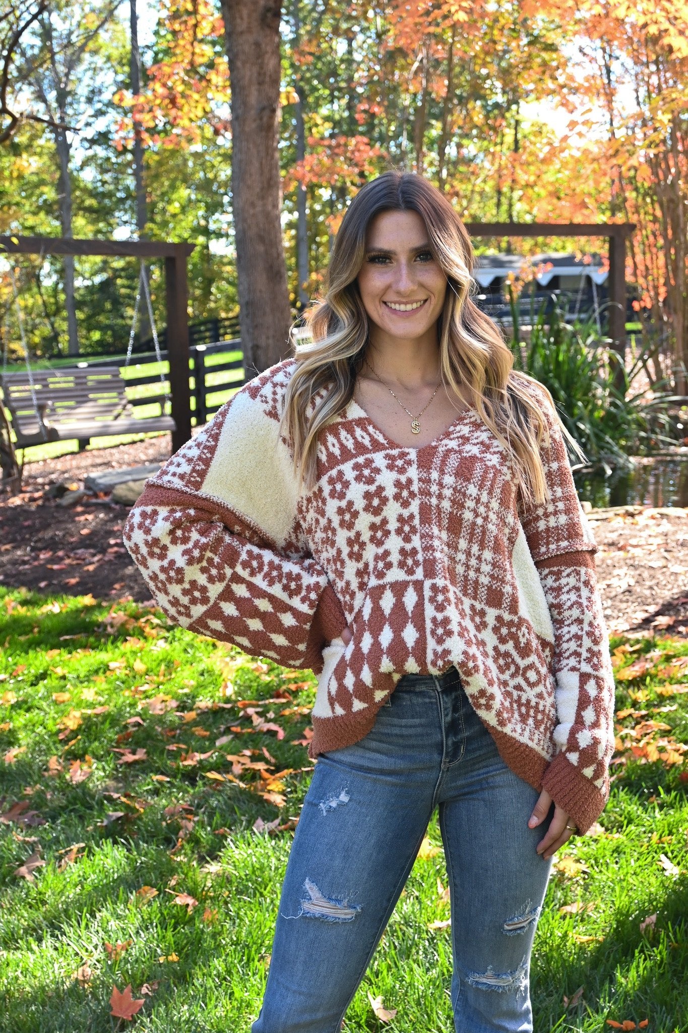 Gingerbread Multi Pattern Sweater - She Chester