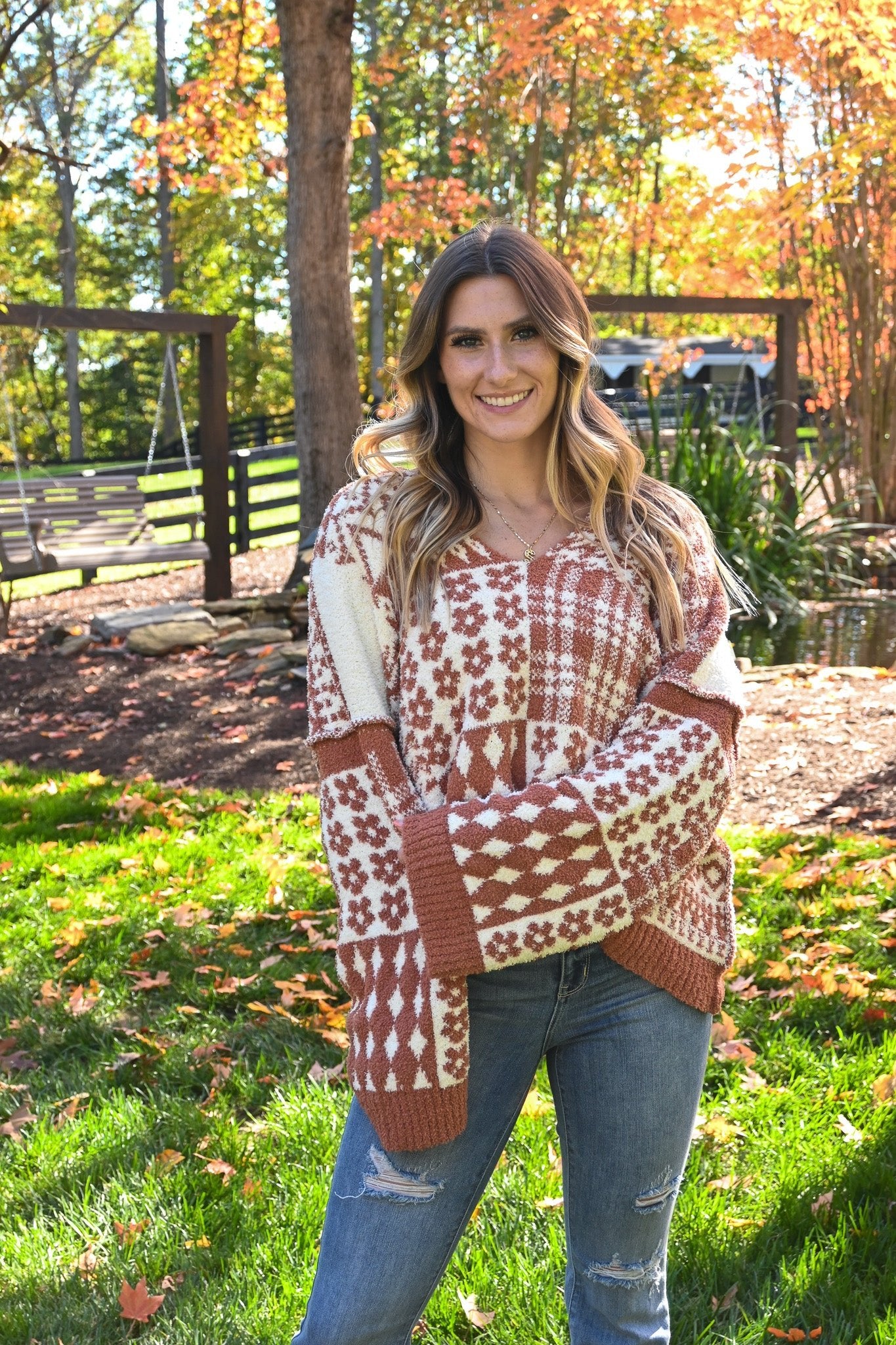 Gingerbread Multi Pattern Sweater - She Chester