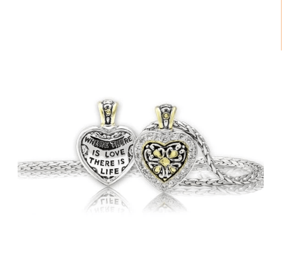 Heart Collection Reversible Pavé CZ Filigree Necklace K3752 - AF00 - She Chester