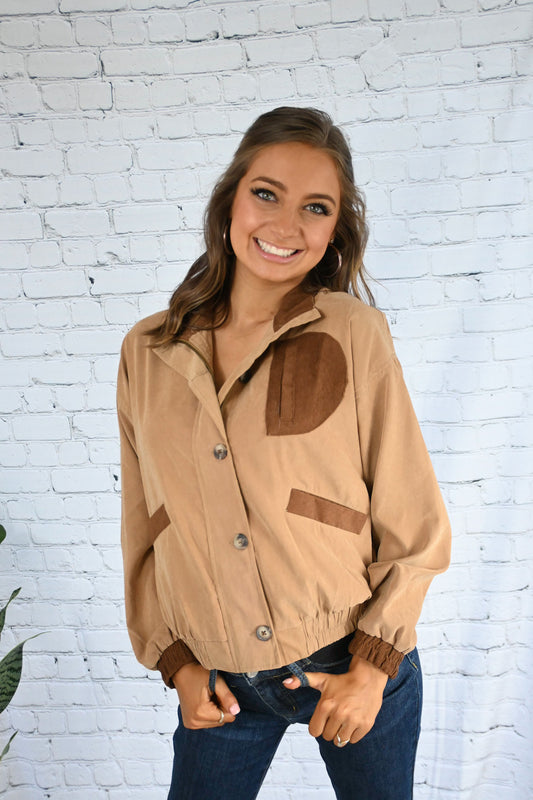 Contrast Jacket - Tan -
