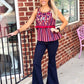 Maroon Striped Peplum Tank Online Only