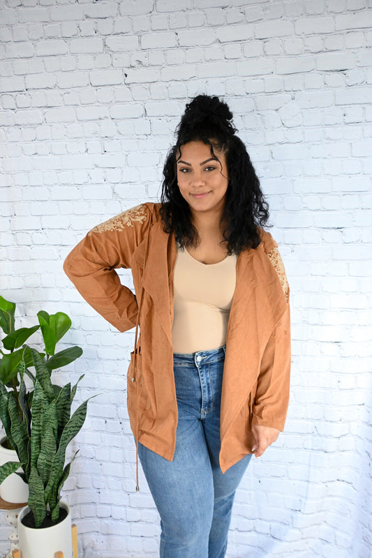 Camel Suede Utility Jacket -