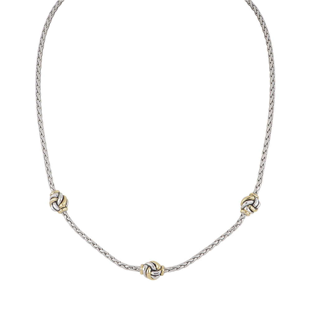 Infinity Knot 3 Station Two Tone Necklace - She Chester