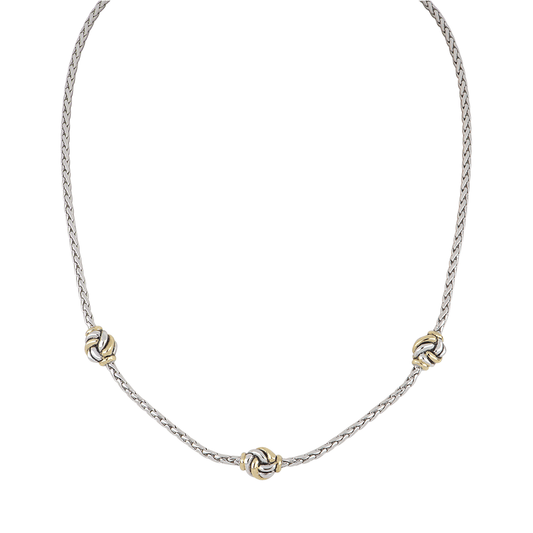 Infinity Knot 3 Station Two Tone Necklace - She Chester