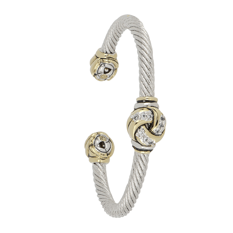 Infinity Knot Pave Center Wire Cuff Bracelet - She Chester