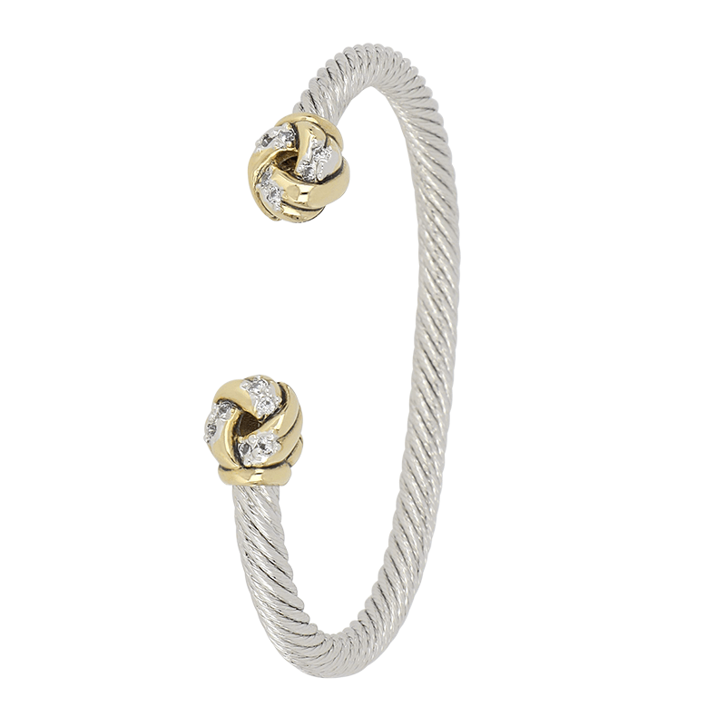 Infinity Knot Pave Ends Wire Cuff Bracelet - She Chester