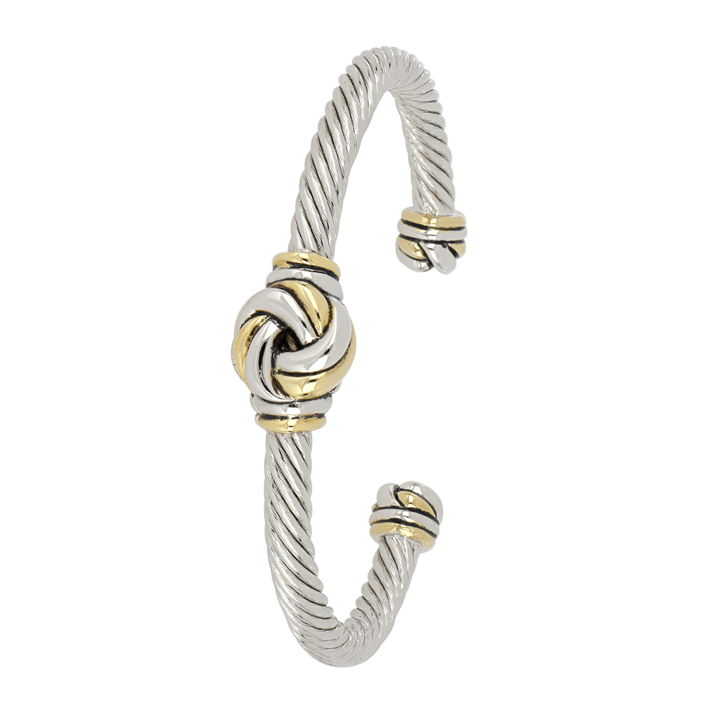 Infinity Knot Two Tone Center Wire Cuff Bracelet - She Chester
