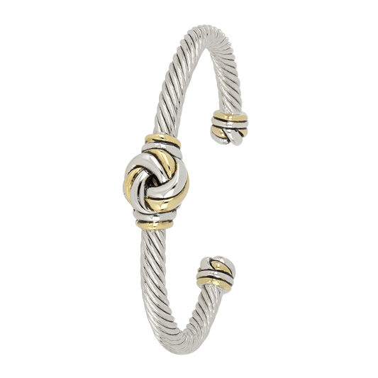 Infinity Knot Two Tone Center Wire Cuff Bracelet - She Chester