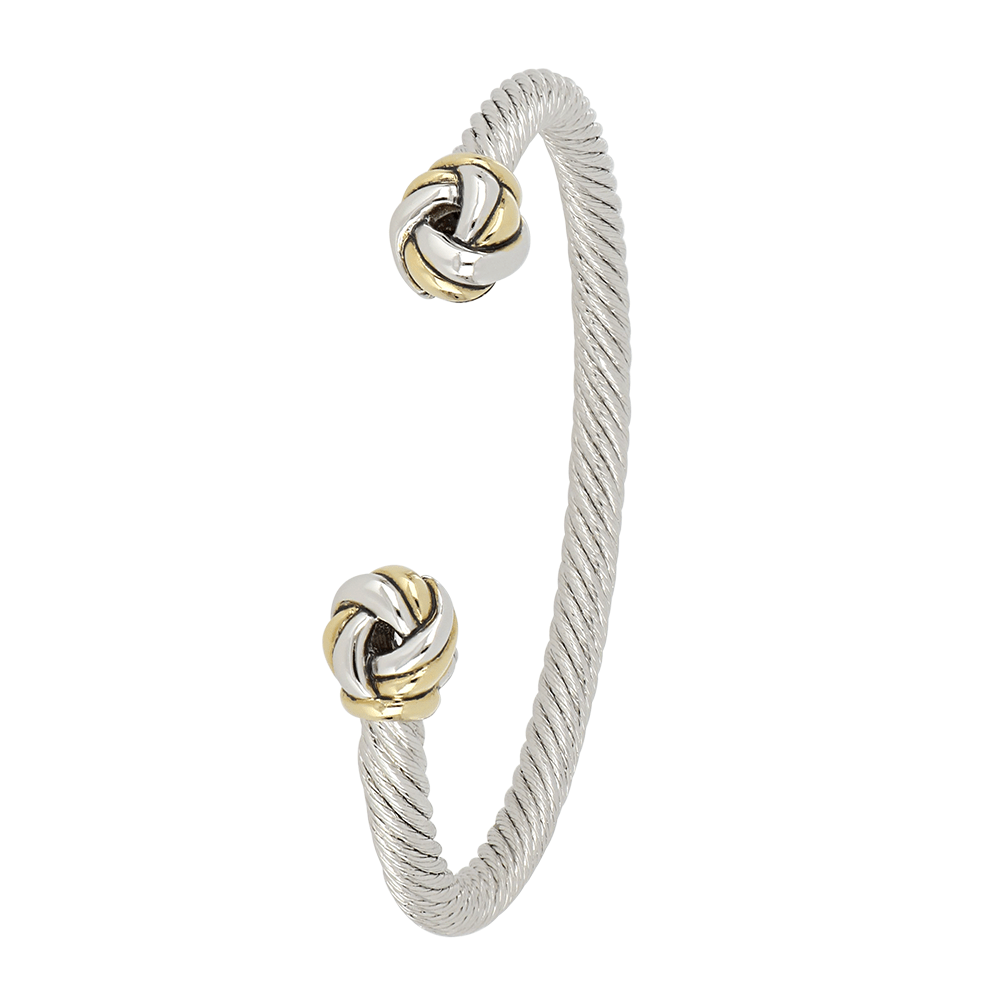 Infinity Knot Two Tone Ends Wire Cuff Bracelet - She Chester