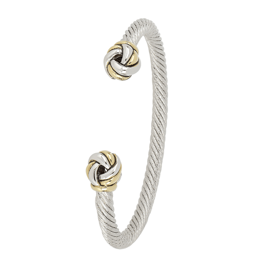 Infinity Knot Two Tone Ends Wire Cuff Bracelet - She Chester