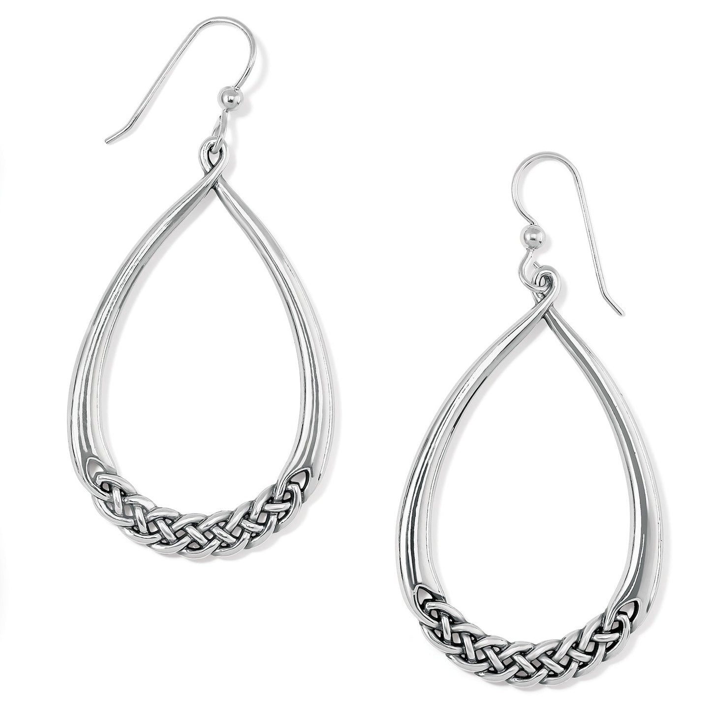 Interlok Braid Drop French Wire Silver Earrings - JA8900 - She Chester