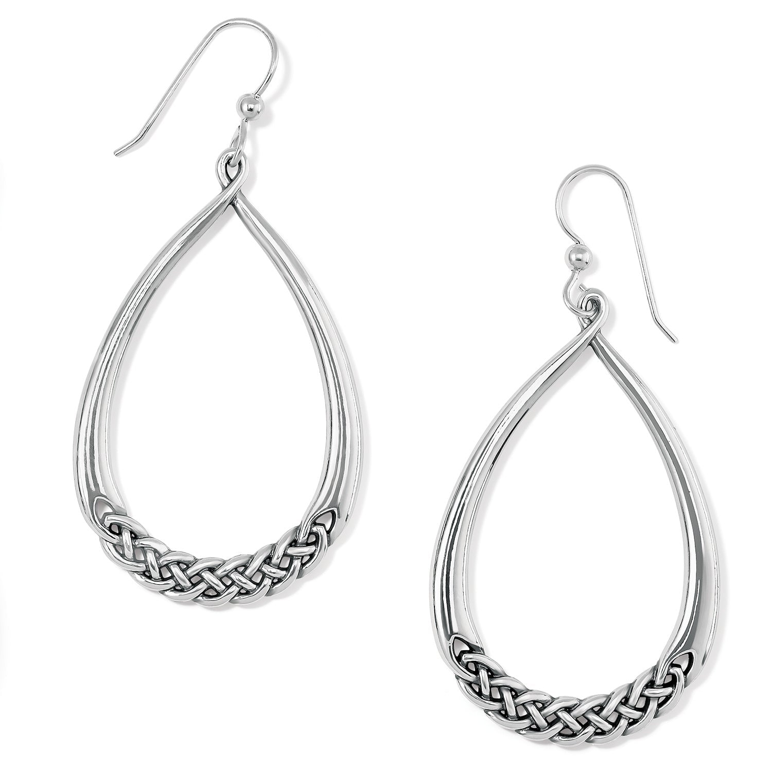 Interlok Braid Drop French Wire Silver Earrings - JA8900 - She Chester