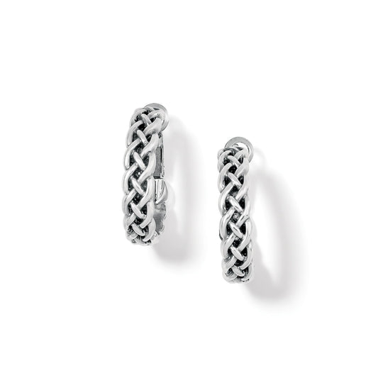 Interlok Braid Small Silver Hoops - JA8890 - She Chester