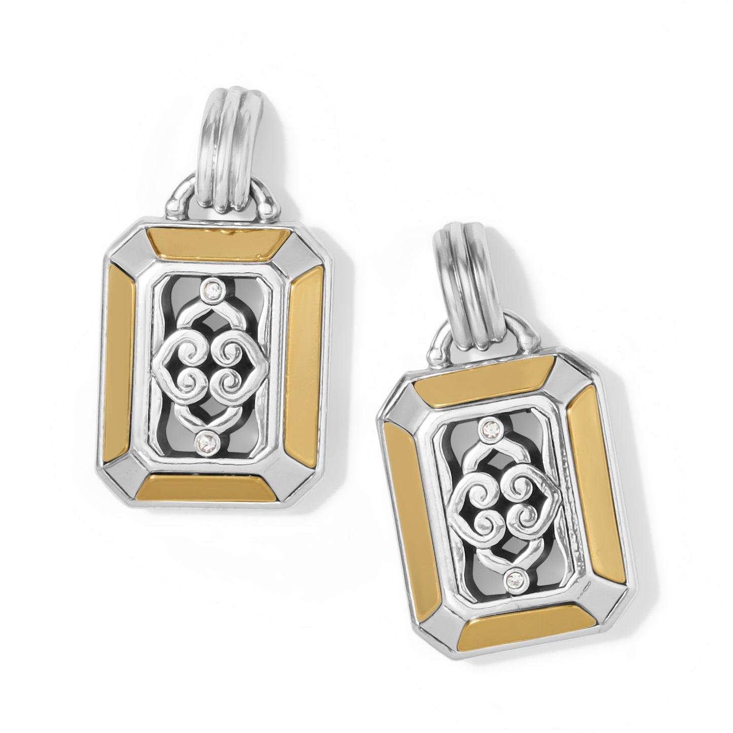 Intrigue Regal Drop Post Earrings Two Tone - She Chester