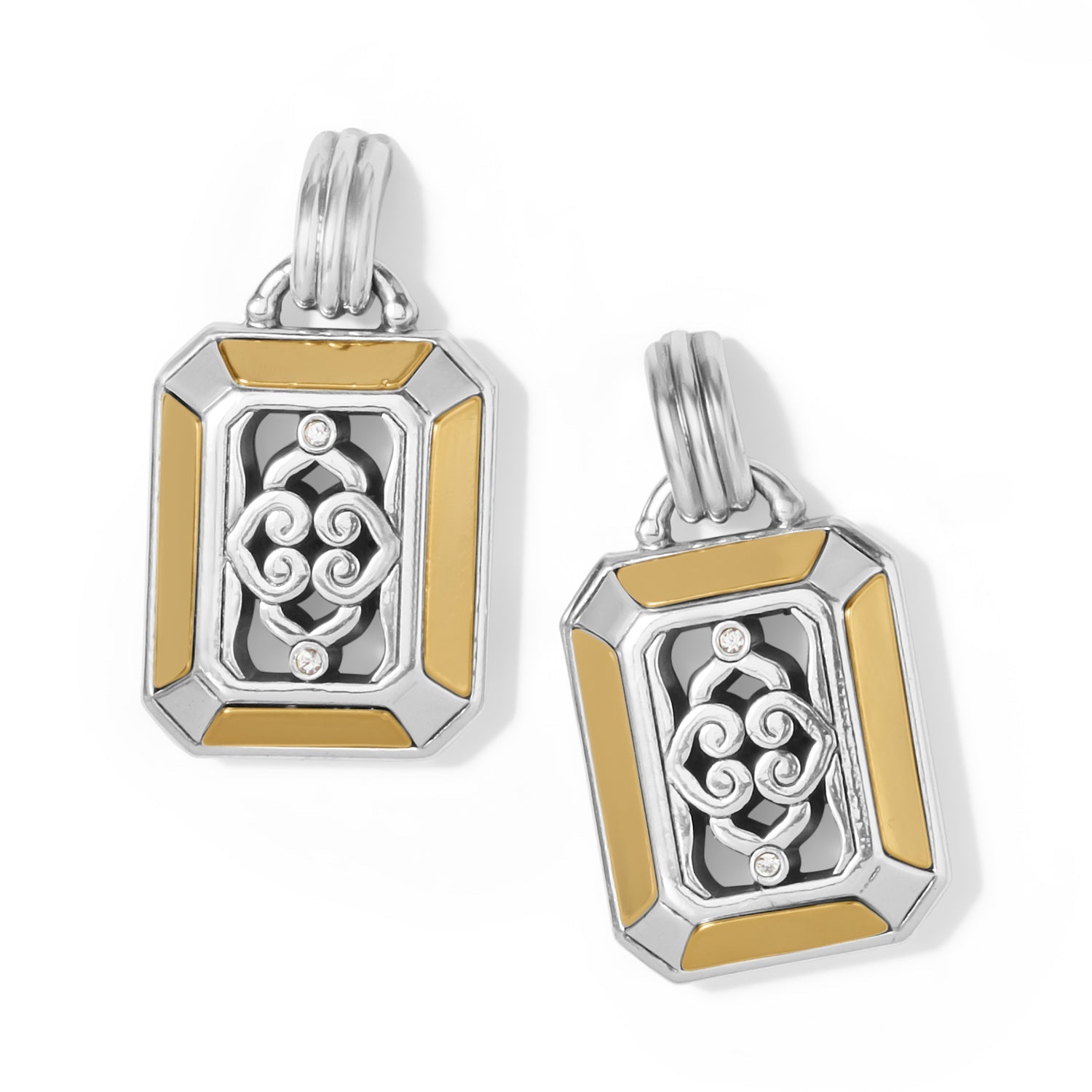 Intrigue Regal Drop Post Earrings Two Tone - She Chester