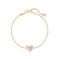Ari Heart Gold Chain Bracelet In Dichroic Glass