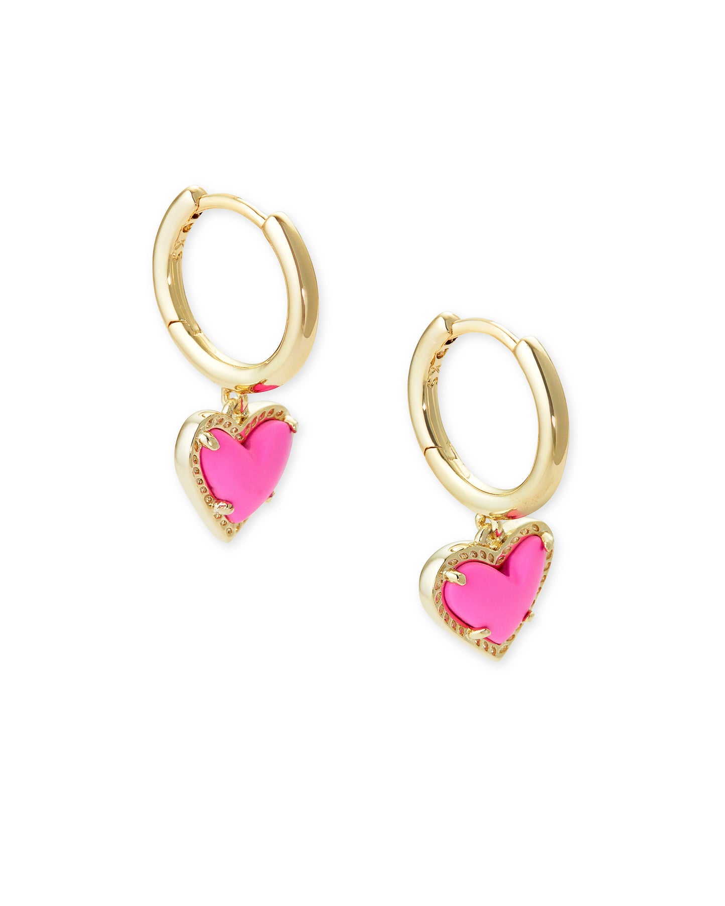 Ari Heart Gold Huggie Earrings In Magenta Magnesite