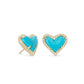 Ari Heart Stud Turq Gold