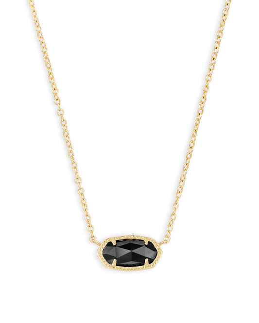 Elisa Gold Black Opaque Glass Necklace