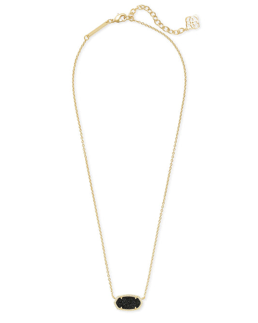 Elisa Gold Pendant Necklace In Black Drusy
