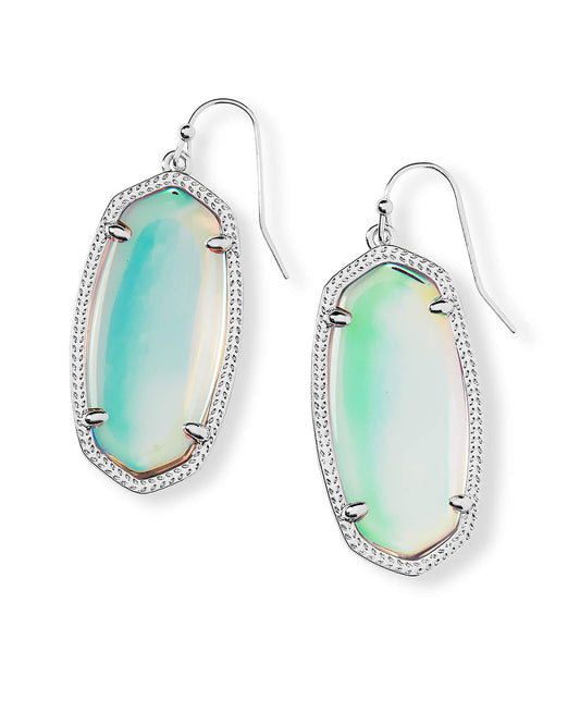 Elle Silver Drop Earrings In Dichroic Glass