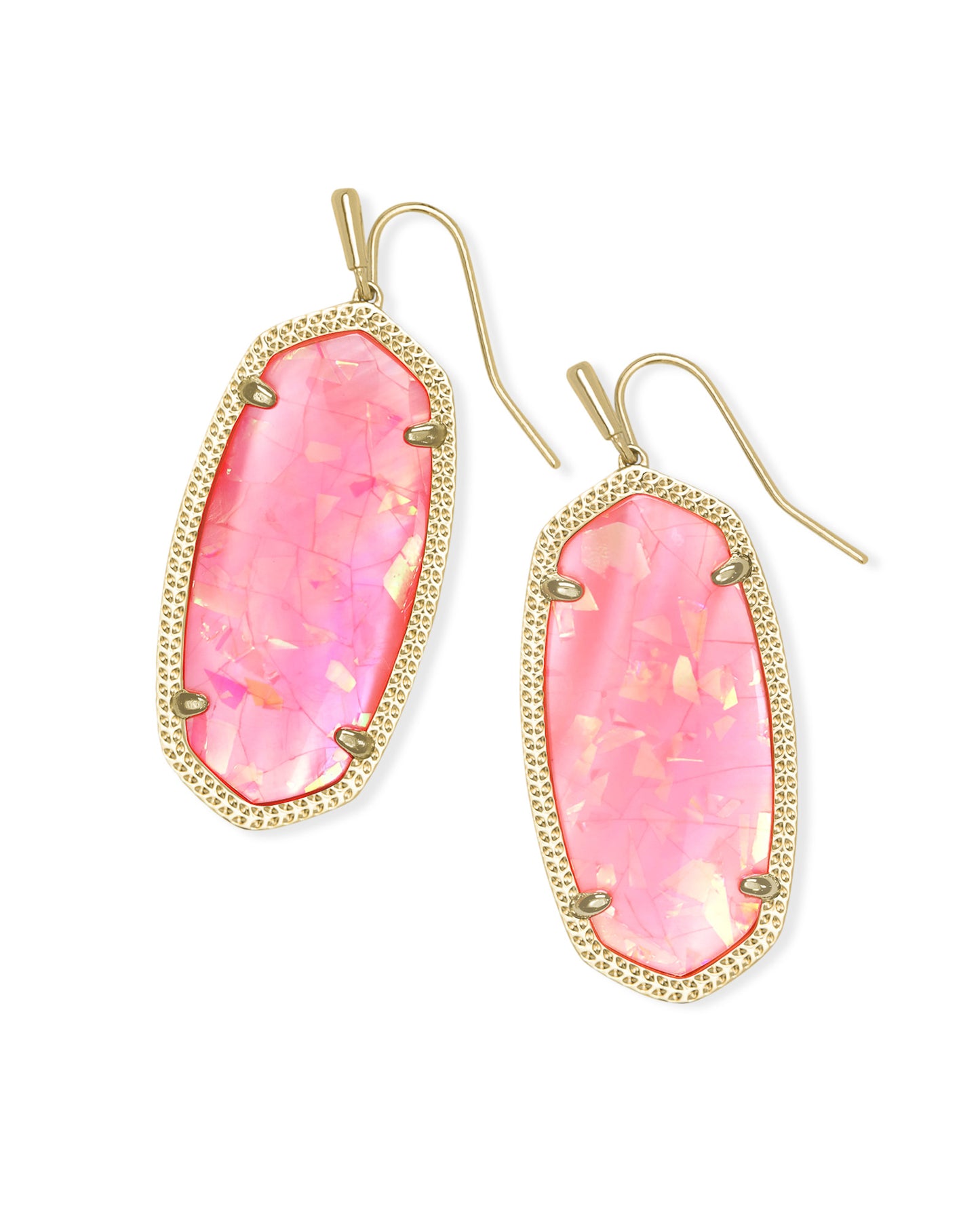 Elle Gold Drop Earrings In Iridescent Coral Illusion