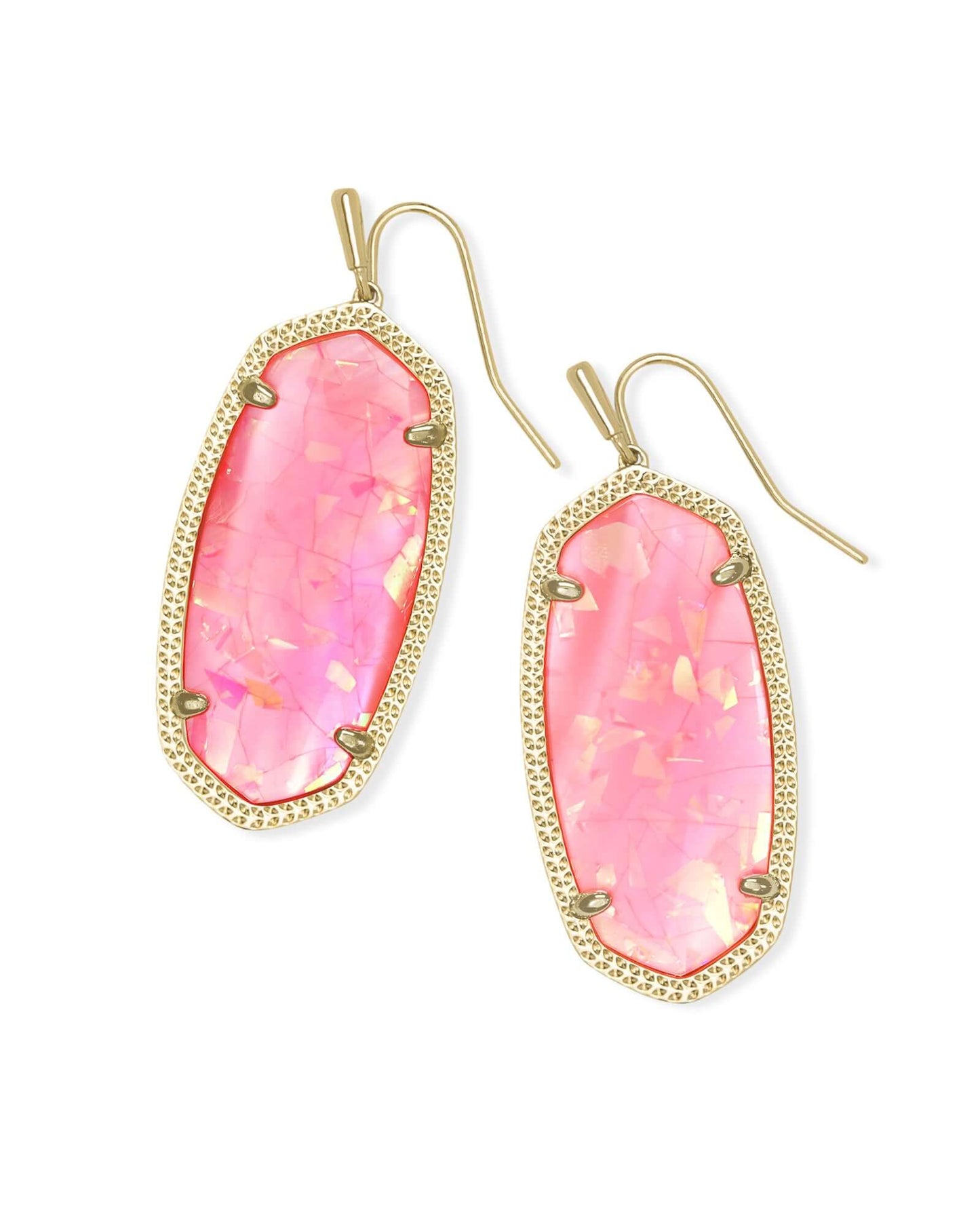 Elle Gold Drop Earrings In Iridescent Coral Illusion