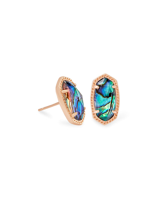 Ellie Rose Gold Stud Earrings In Abalone Shell