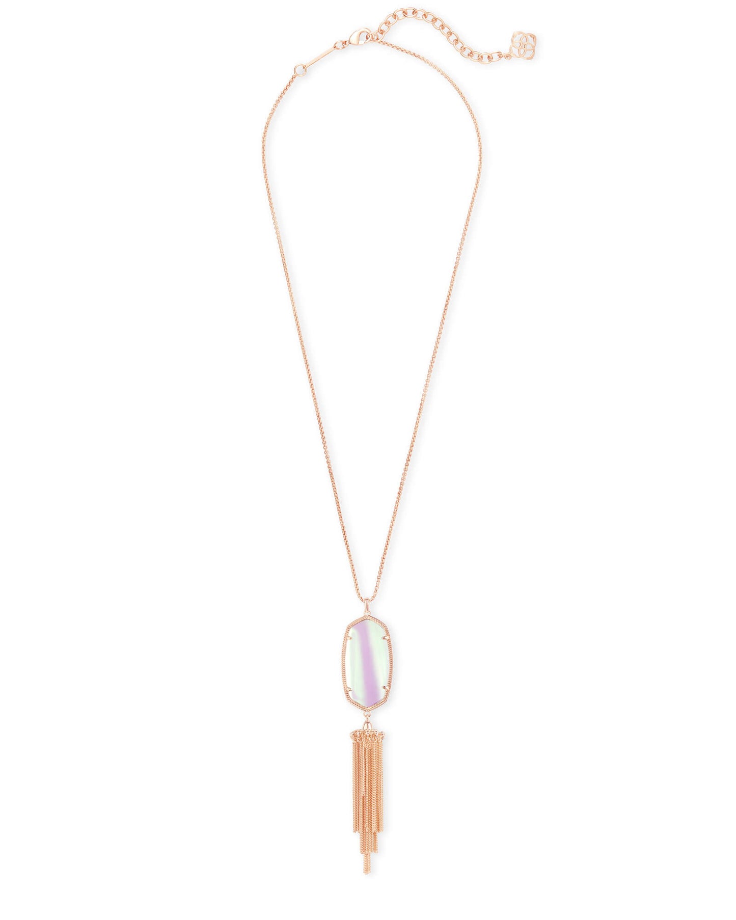 Rayne Rose Gold Long Pendant Necklace In Dichroic Glass